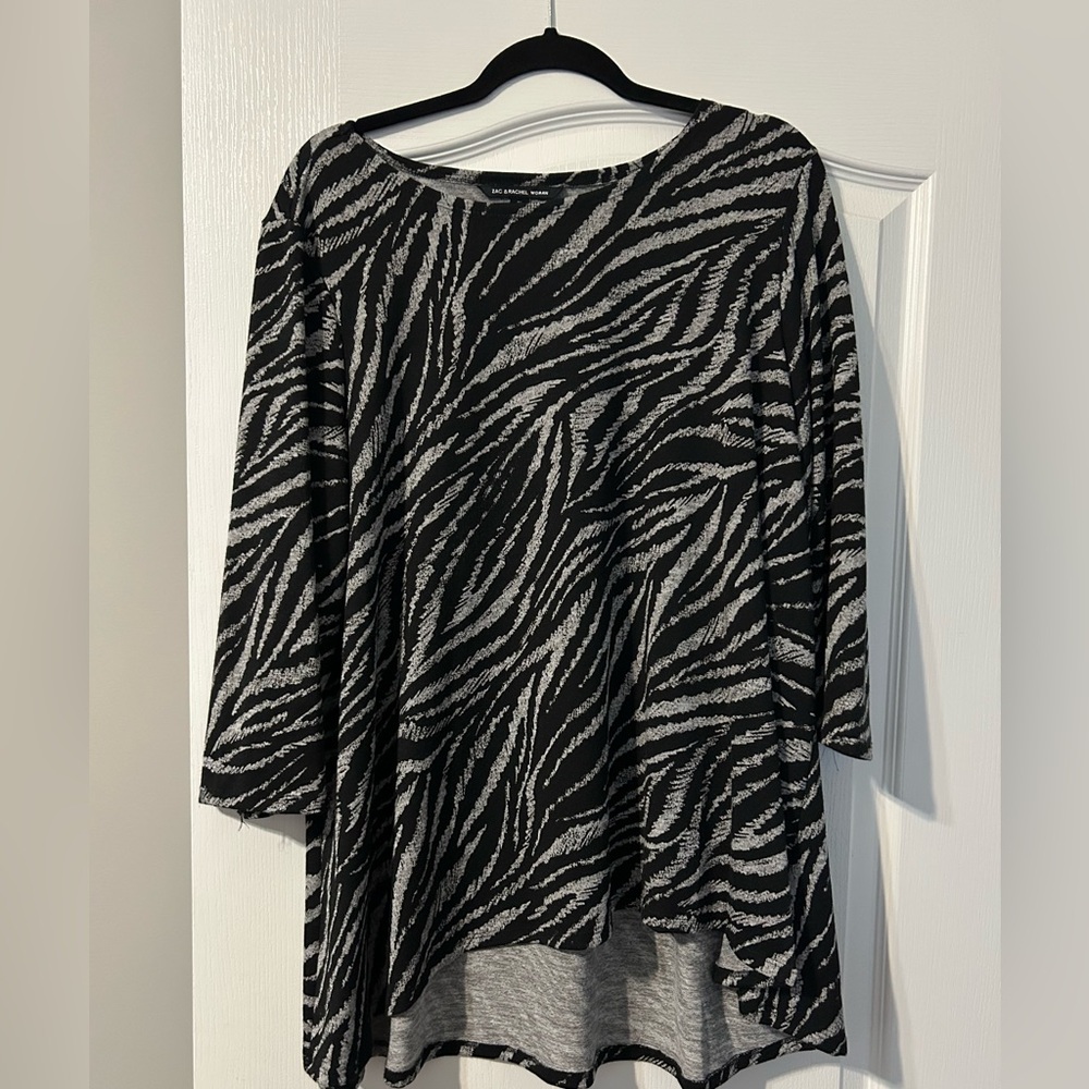 Zac & Rachel Black and Gray Zebra-Pattern Tunic